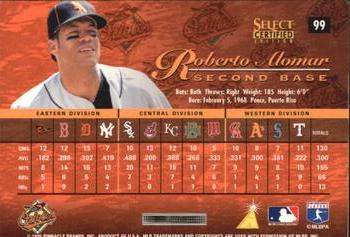 1996 Select Certified - Artist's Proofs #99 Roberto Alomar Back