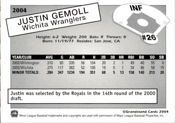 2004 Grandstand Wichita Wranglers #NNO Justin Gemoll Back