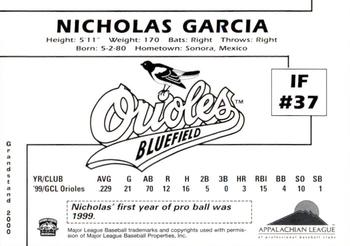 2000 Grandstand Bluefield Orioles #NNO Nicolas Garcia Back