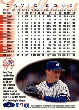 1996 Fleer - Tiffany #181 David Cone Back