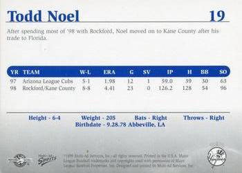 1999 Multi-Ad Tampa Yankees Update #19 Todd Noel Back
