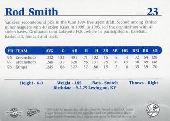 1999 Multi-Ad Tampa Yankees Update #23 Rod Smith Back
