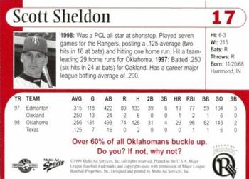 1999 Multi-Ad Oklahoma RedHawks #17 Scott Sheldon Back