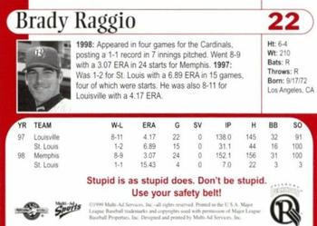 1999 Multi-Ad Oklahoma RedHawks #22 Brady Raggio Back