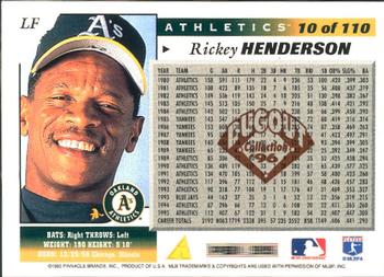 1996 Score - Dugout Collection (Series One) #10 Rickey Henderson Back