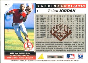 1996 Score - Dugout Collection (Series One) #21 Brian Jordan Back