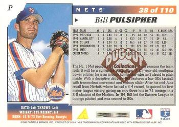 1996 Score - Dugout Collection (Series One) #38 Bill Pulsipher Back