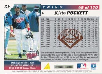 1996 Score - Dugout Collection (Series One) #45 Kirby Puckett Back