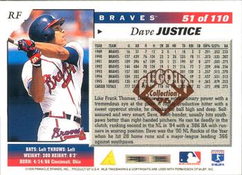 1996 Score - Dugout Collection (Series One) #51 Dave Justice Back