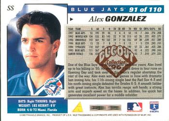 1996 Score - Dugout Collection (Series One) #91 Alex Gonzalez Back