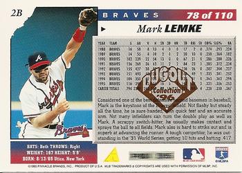 1996 Score - Dugout Collection (Series One) #78 Mark Lemke Back