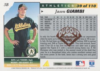 1996 Score - Dugout Collection Artist's Proofs (Series One) #39 Jason Giambi Back