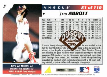 1996 Score - Dugout Collection Artist's Proofs (Series One) #81 Jim Abbott Back