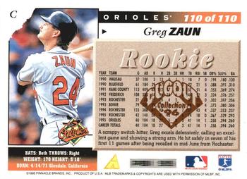 1996 Score - Dugout Collection Artist's Proofs (Series One) #110 Gregg Zaun Back