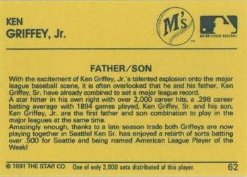 1991 Star Diamond #62 Ken Griffey Jr. Back