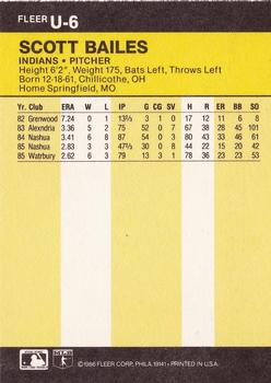 1986 Fleer Update #U-6 Scott Bailes Back