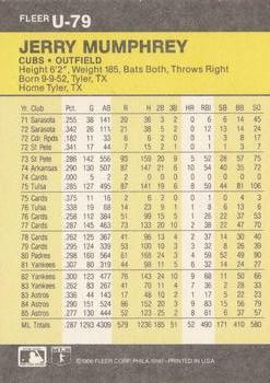 1986 Fleer Update #U-79 Jerry Mumphrey Back