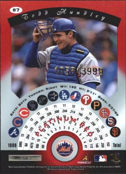 1997 Pinnacle Totally Certified #87 Todd Hundley Back