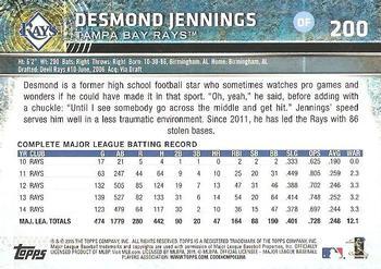 2015 Topps Opening Day - Blue #200 Desmond Jennings Back