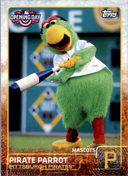 The mascot of the Pittsburgh Pirates, the Pirate Parrot, wears a