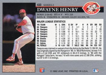 2014 Leaf Best of Baseball - Leaf Memories 1992 Buyback Red #433 Dwayne Henry Back