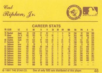 1991 Star Nova #46 Cal Ripken Jr. Back