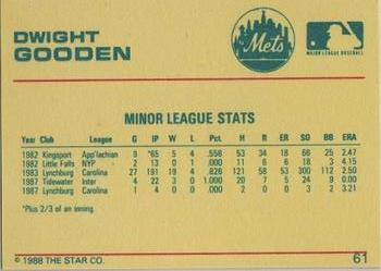 1989 Star Platinum #61 Dwight Gooden Back