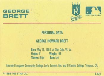 1989 Star Platinum #140 George Brett Back