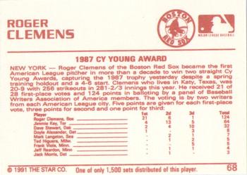 1991 Star Gold #68 Roger Clemens Back