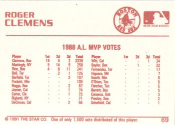 1991 Star Gold #69 Roger Clemens Back