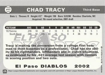 2002 Grandstand El Paso Diablos #NNO Chad Tracy Back