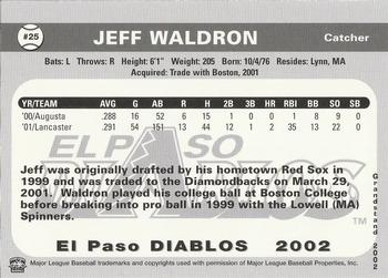 2002 Grandstand El Paso Diablos #NNO Jeff Waldron Back