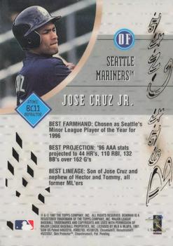 1997 Bowman's Best - Best Cuts Atomic Refractor #BC11 Jose Cruz Jr. Back