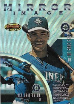 1997 Bowman's Best - Mirror Image Inverted Refractor #MI5 Jose Cruz Jr. / Ken Griffey Jr. / Andruw Jones / Barry Bonds  Front