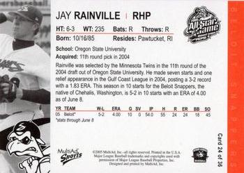 2005 MultiAd Midwest League All-Stars Western Division #24 Jay Rainville Back