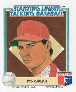 1988 Parker Bros. Starting Lineup Talking Baseball Philadelphia Phillies #25 Don Carman Front