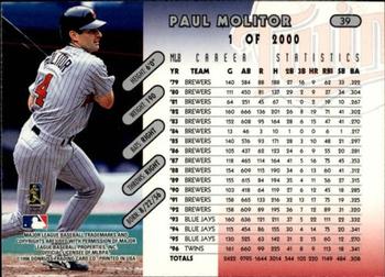 1997 Donruss - Press Proofs Silver #39 Paul Molitor Back