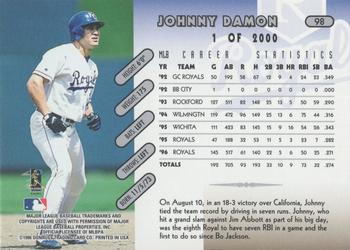 1997 Donruss - Press Proofs Silver #98 Johnny Damon Back