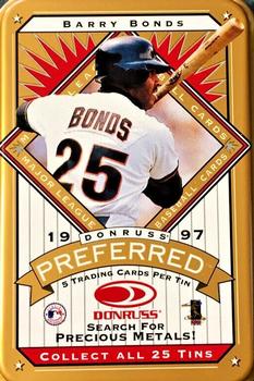 1997 Donruss Preferred - Tin Packs Gold #NNO Barry Bonds Front