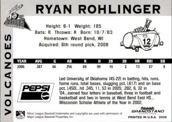 2006 Grandstand Salem-Keizer Volcanoes #27 Ryan Rohlinger Back