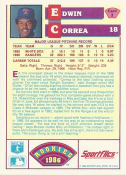 1986 Sportflics Rookies #2 Ed Correa Back