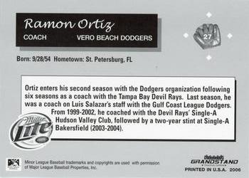 2006 Grandstand Vero Beach Dodgers #NNO Ramon Ortiz Back