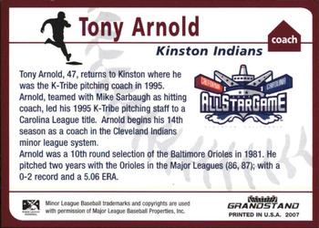 2007 Grandstand Carolina League All-Stars #NNO Tony Arnold Back
