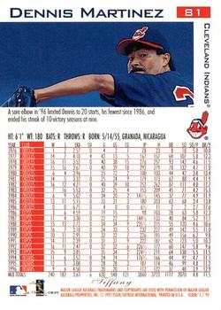 1997 Fleer - Tiffany #81 Dennis Martinez Back