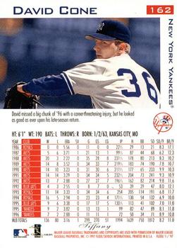 1997 Fleer - Tiffany #162 David Cone Back