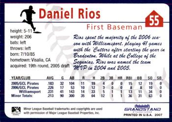2007 Grandstand State College Spikes #20 Daniel Rios Back