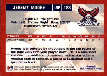 2007 Grandstand Orem Owlz #NNO Jeremy Moore Back