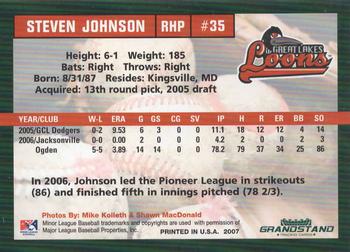 2007 Grandstand Great Lakes Loons #NNO Steven Johnson Back