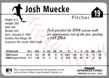 2007 Grandstand Corpus Christi Hooks #NNO Josh Muecke Back