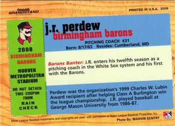 2008 Grandstand Birmingham Barons #NNO J.R. Perdew Back